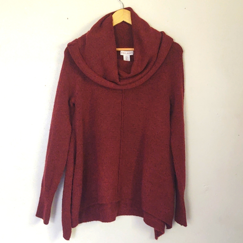 Yet Again Alpaca blend Cowl Neck Burnt orange sweater sz S women's
